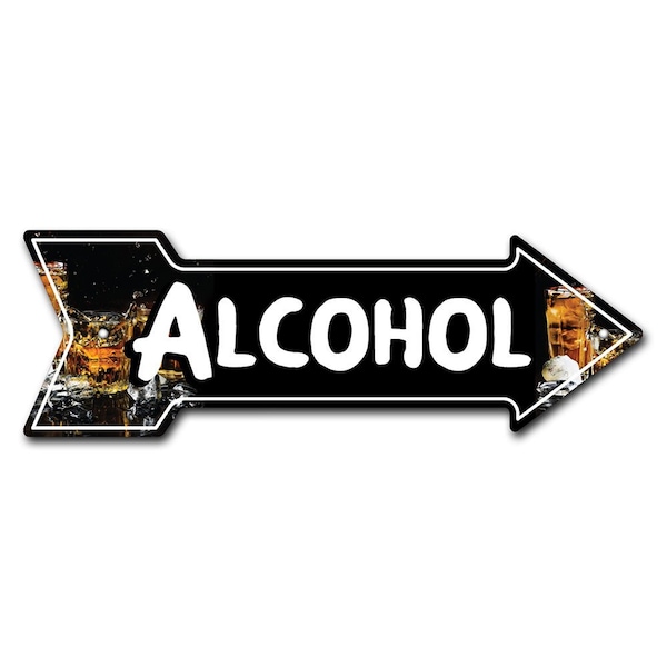 Alcohol Arrow Sign Funny Home Decor 36in Wide
